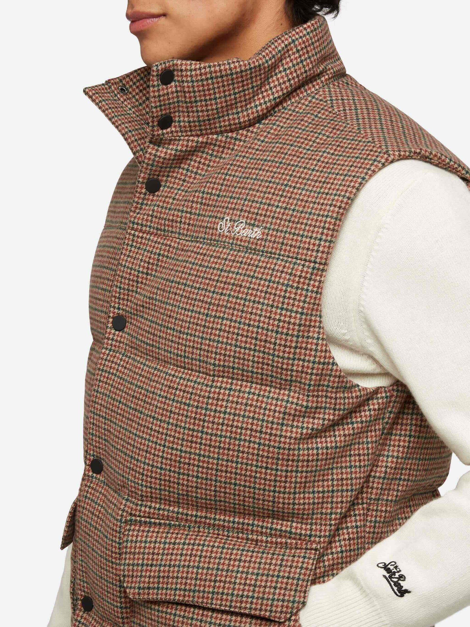 Down padded vest Thunder with pied de poul print - MC2 Saint Barth