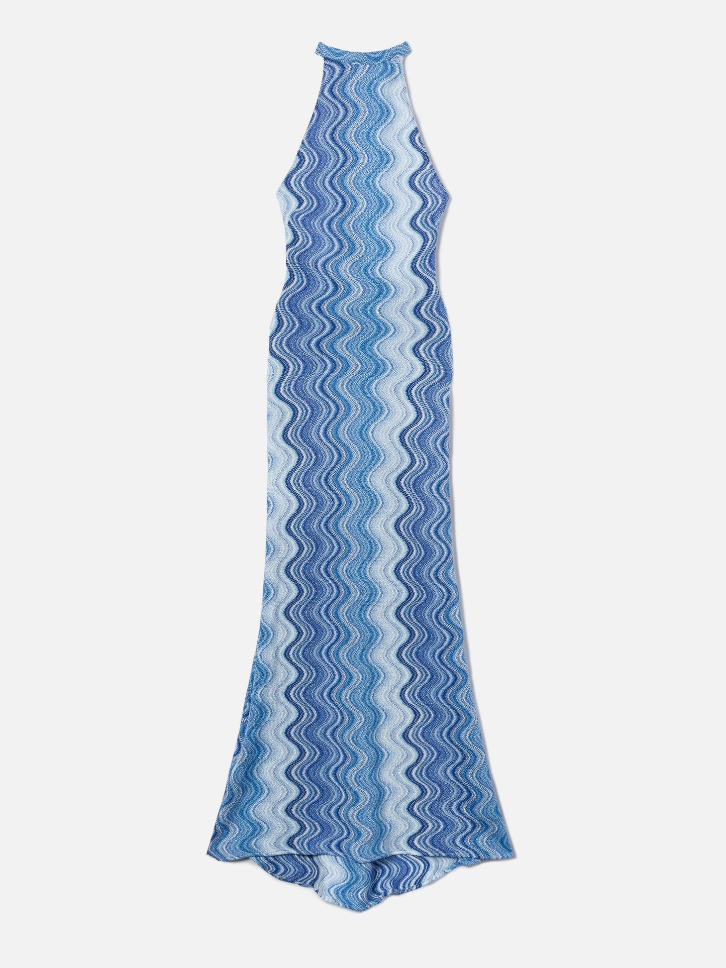 Long Tony dress in blue degradé raschel fabric