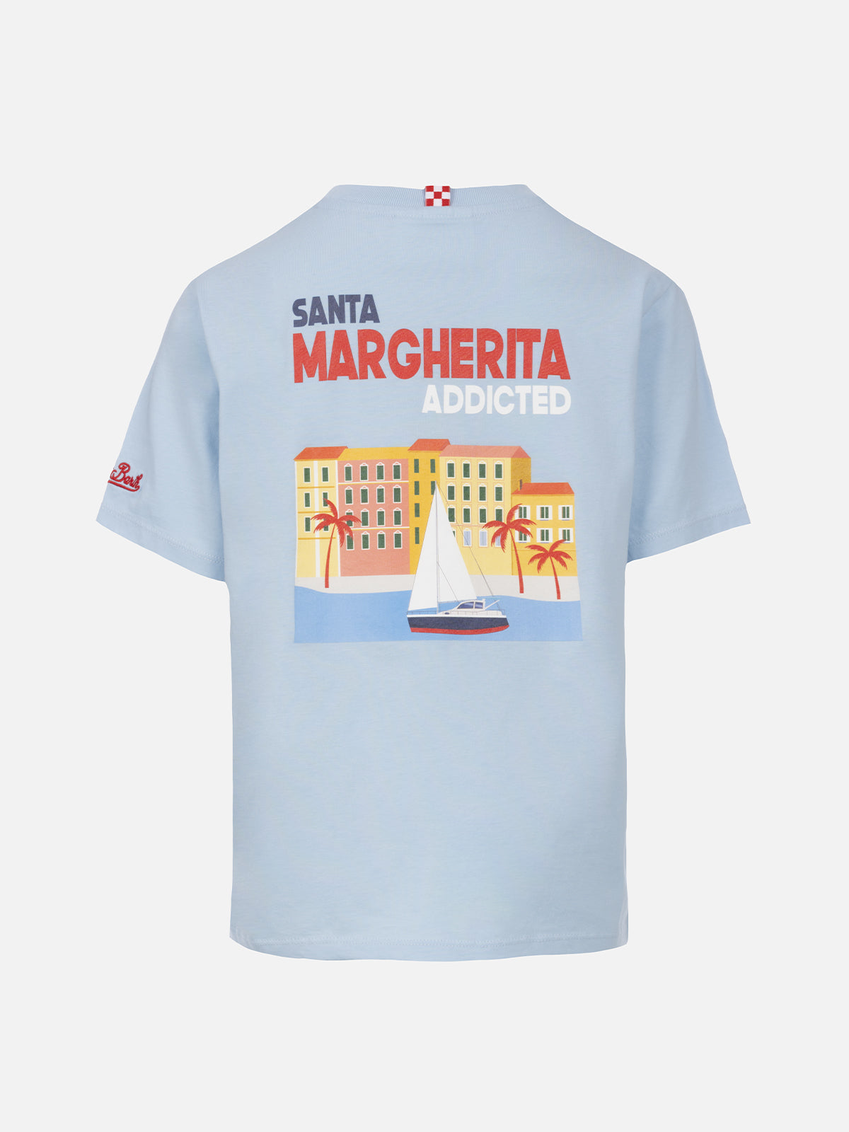 Boy cotton t-shirt with Santa Margherita addicted postcard print - MC2 Saint Barth