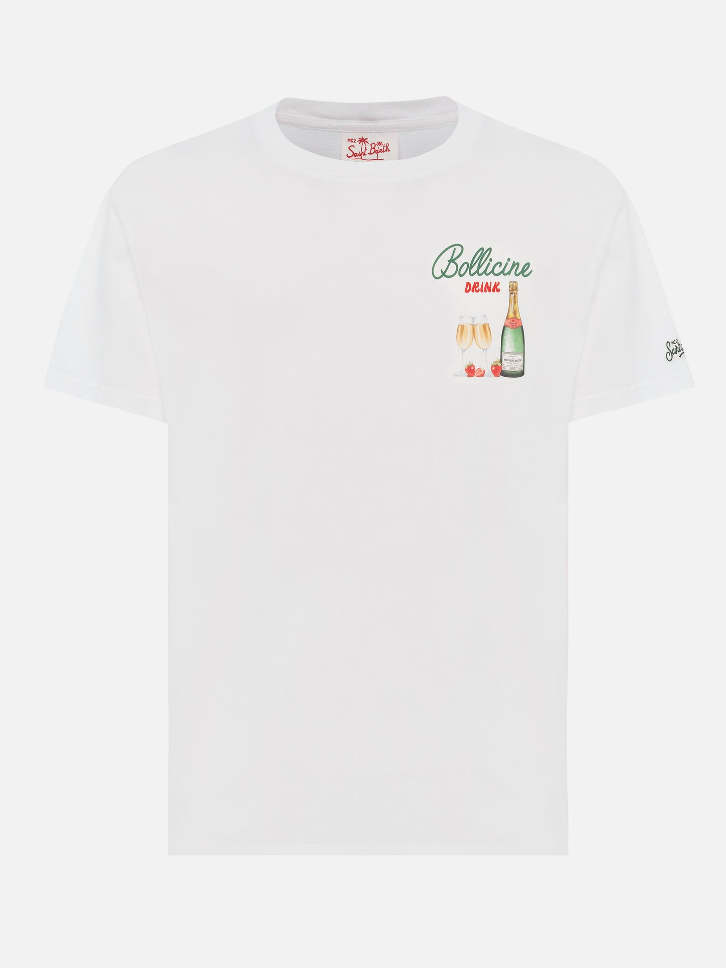 Cotton T-shirt with Bollicine drink print - MC2 Saint Barth