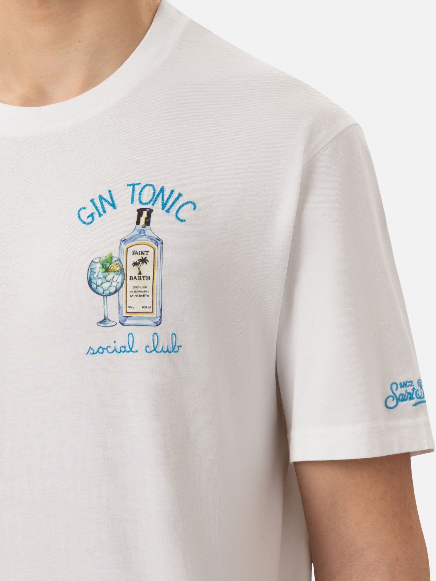 Organic cotton T-shirt with gin tonic social club embroidery - MC2 Saint Barth