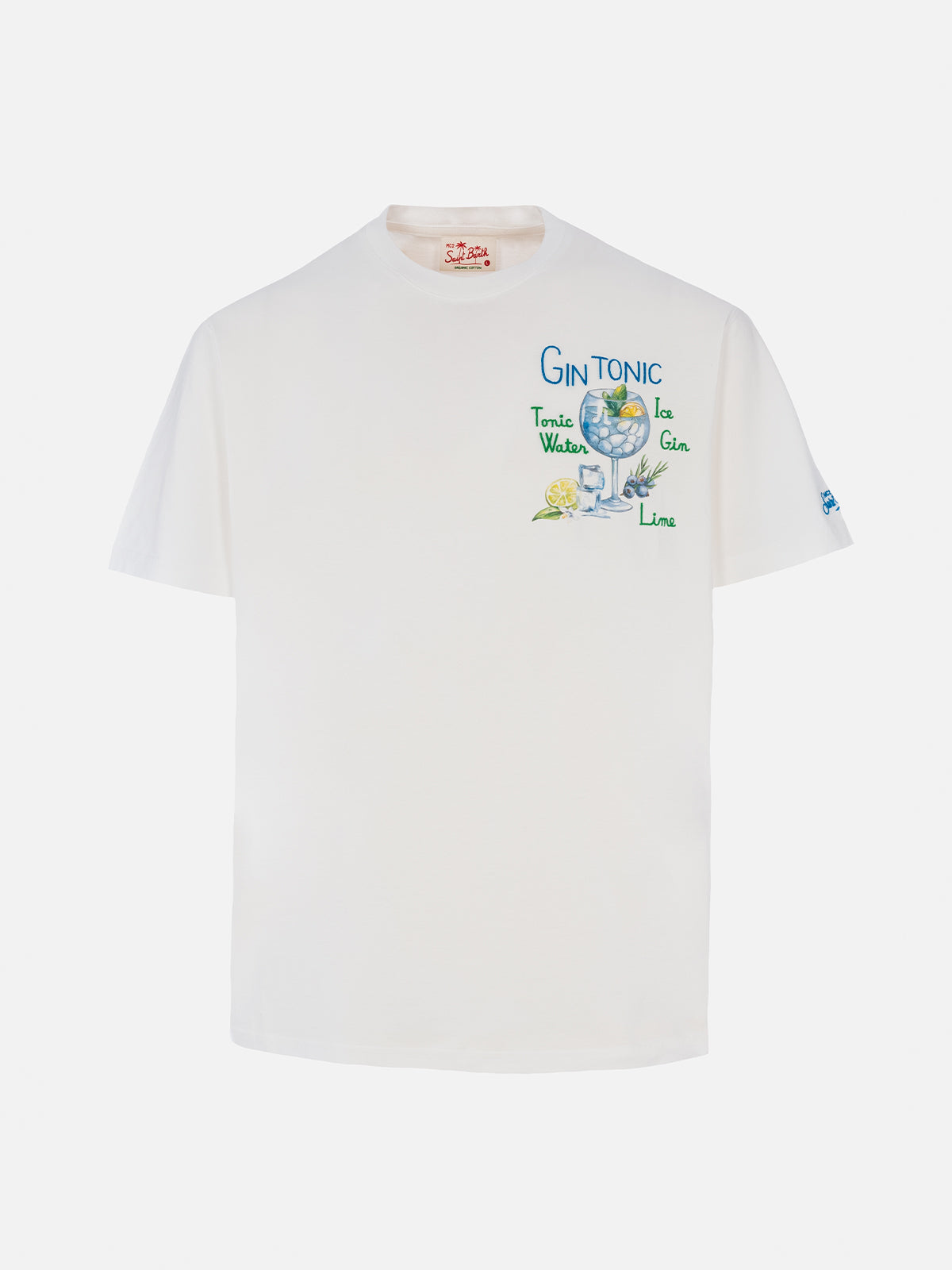 Man cotton t-shirt with gin tonic print and embroidery - MC2 Saint Barth
