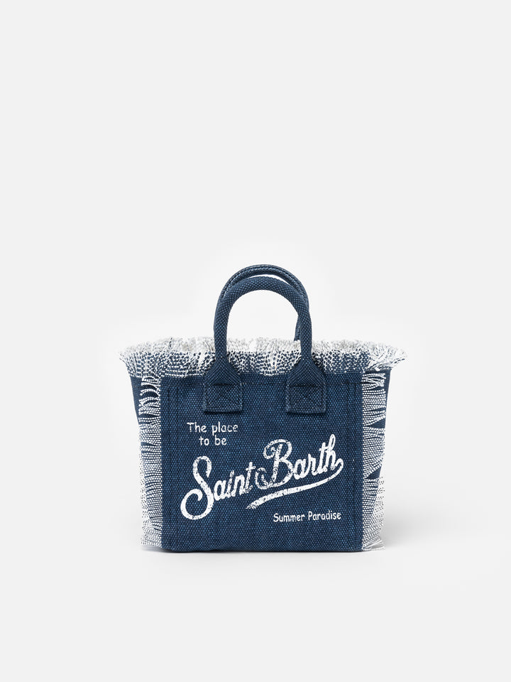 Borsa Mini Vanity in tela di cotone indaco