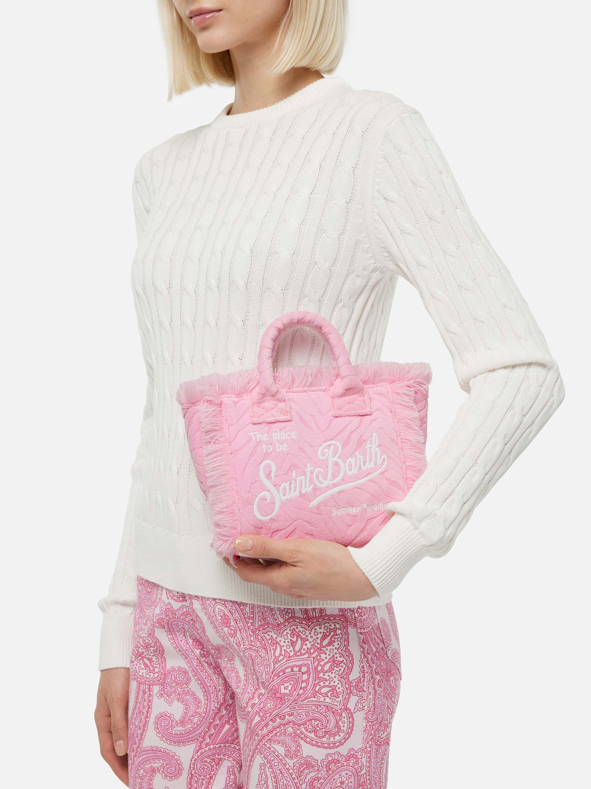 Pink zebra embossed Mini Vanity Sponge Bag - MC2 Saint Barth