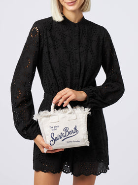 Mini Vanity Tasche aus cremeweißem Leinen