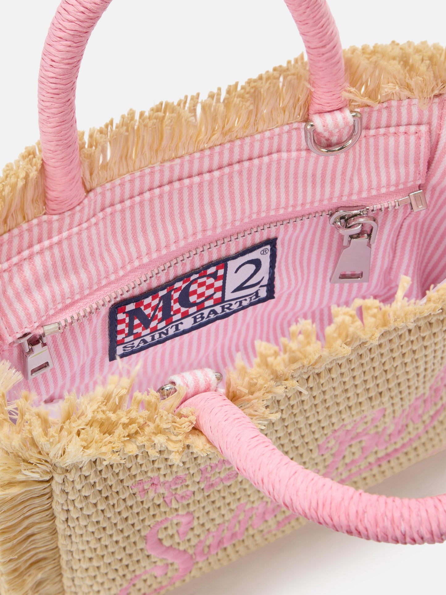 Mini bolso efecto paja Vanity con logo bordado