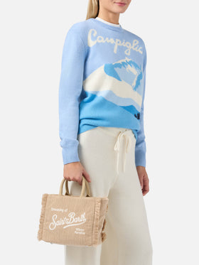 Vanity Mini Corduroy Handbag in beige corduroy velvet and faux suede