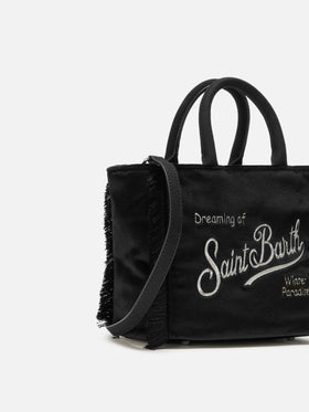 Vanity Mini Velvet Handbag in black velvet and faux suede