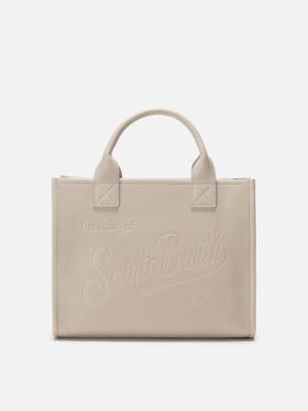 Borsa a spalla Vanity Bag Large in pelle martellata bianca