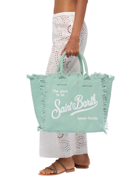 Sage green cotton canvas Vanity tote bag - MC2 Saint Barth