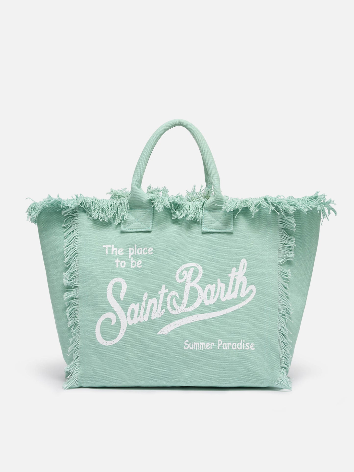 Borsa a spalla Vanity in canvas di cotone verde salvia
