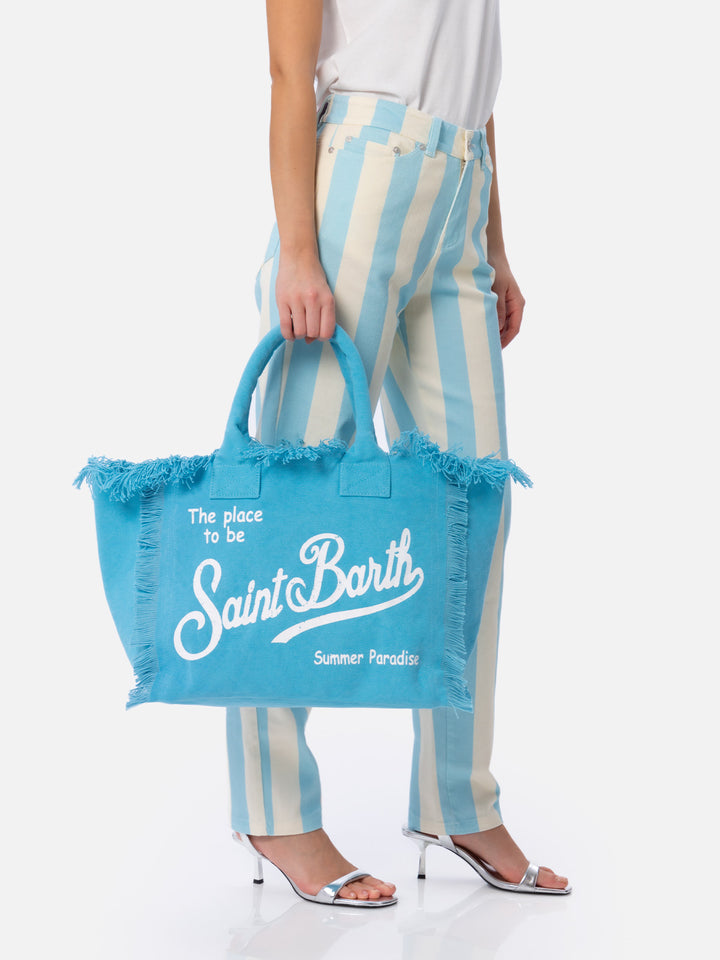 Light blue cotton canvas Vanity tote bag - MC2 Saint Barth