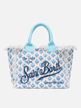 Vanity-Einkaufstasche aus Baumwollcanvas mit Blumendruck