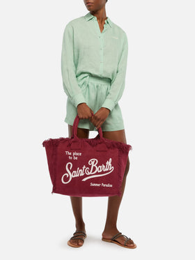 Burgundy cotton canvas Vanity tote bag