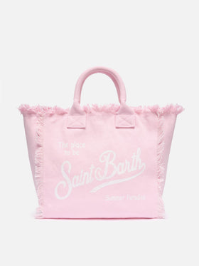 Pink cotton canvas Vanity tote bag