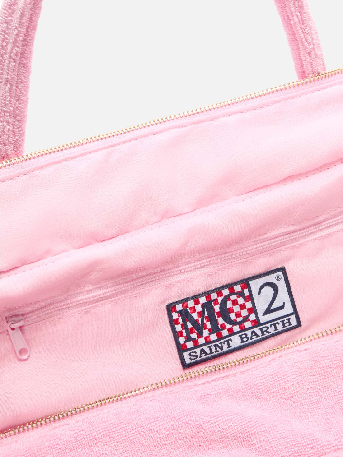 Pink solid color terry effect Vanity regular bag