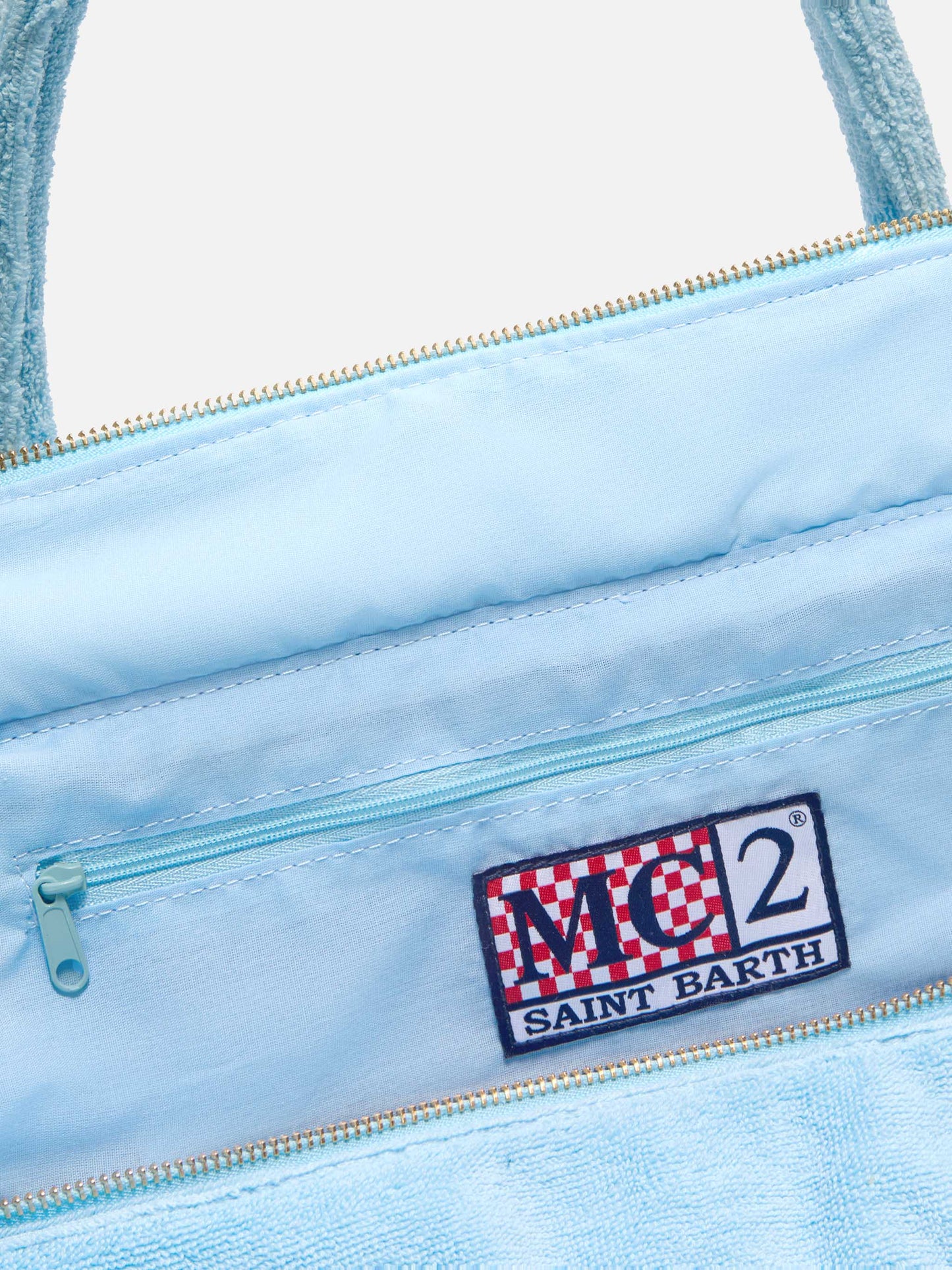 Hellblaue Vanity Regular Bag in Unifarbe mit Frottee-Effekt