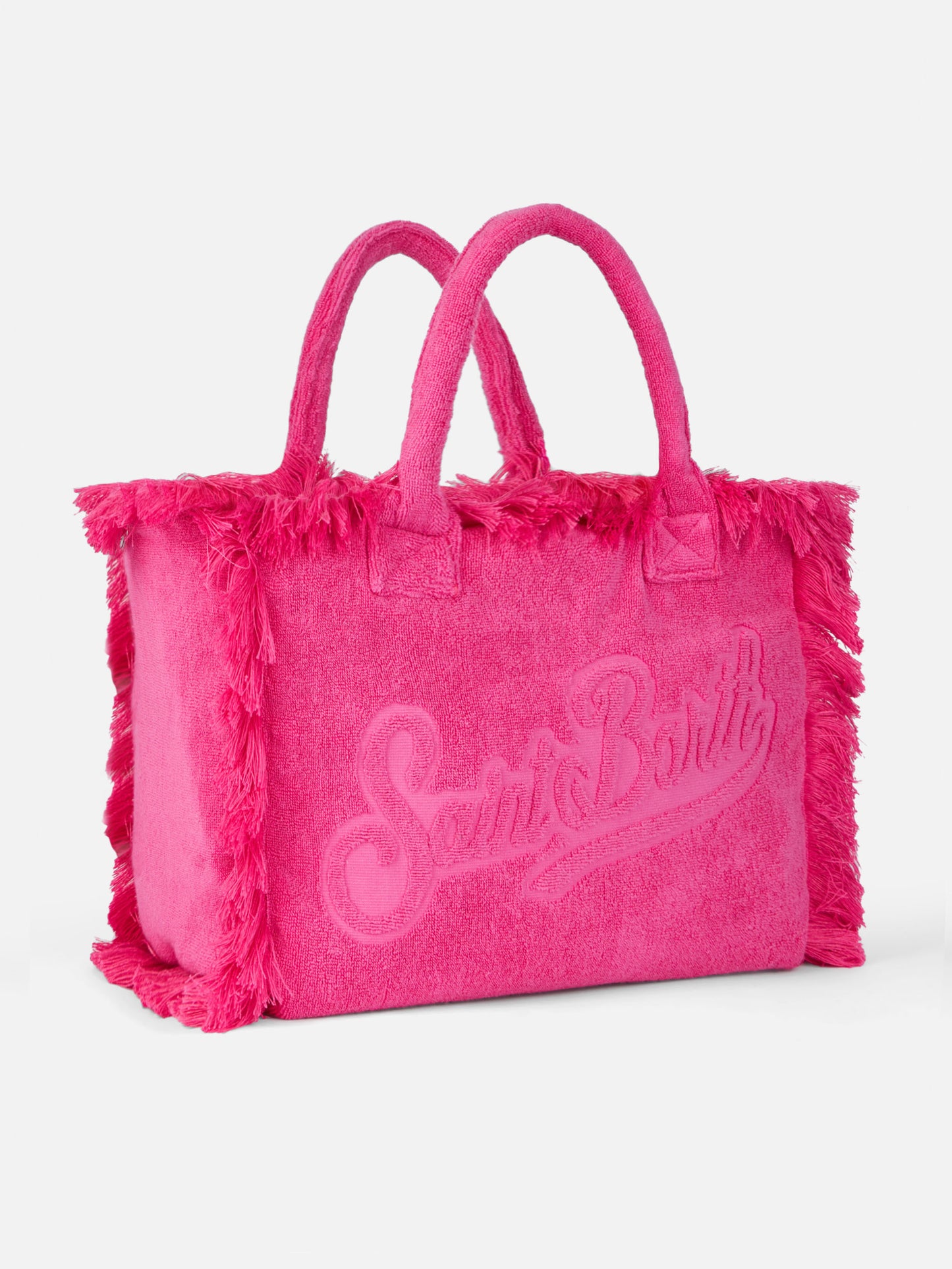 Borsa a spalla Vanity Terry fucsia con logo in bassorilievo