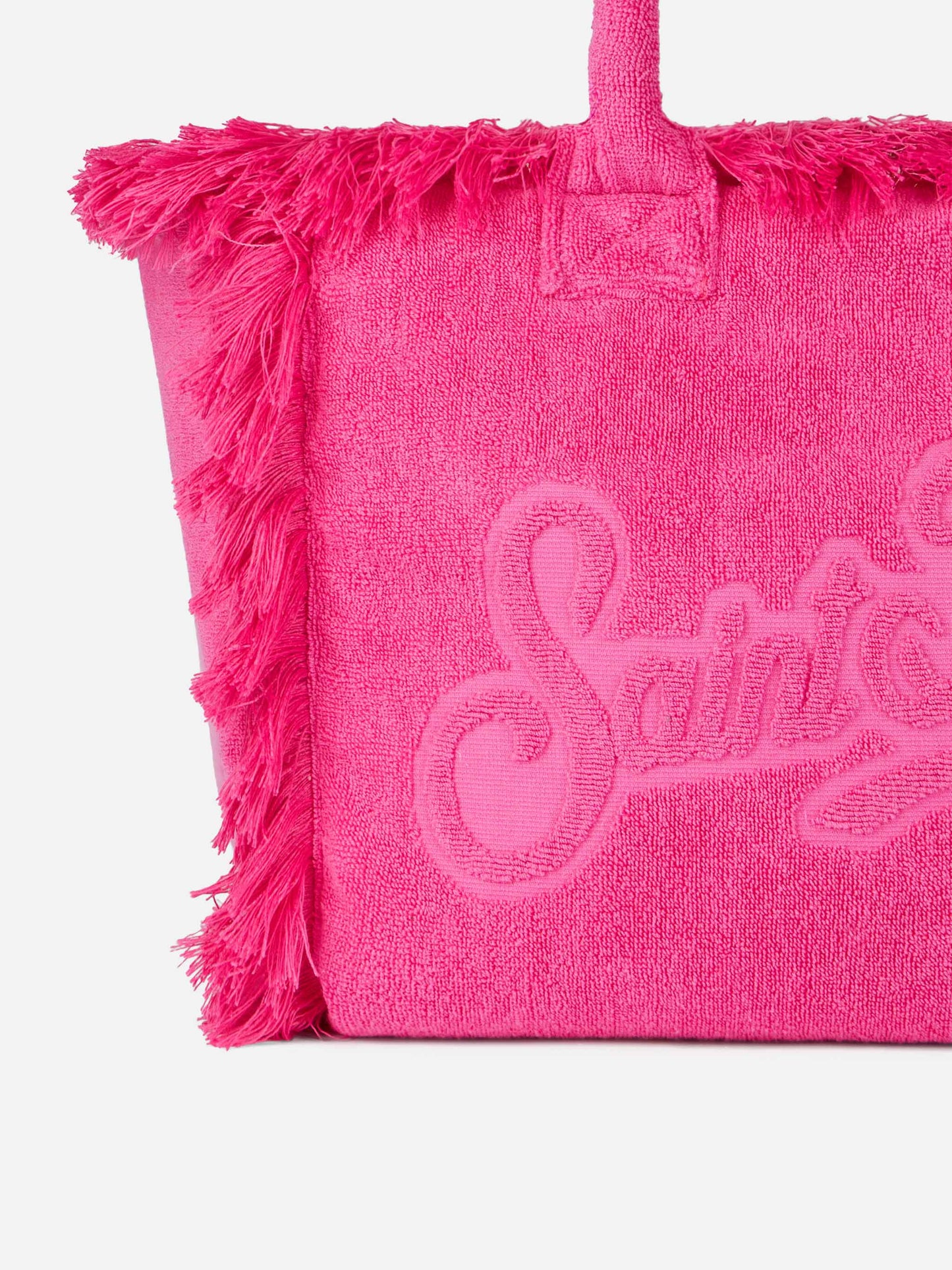 Borsa a spalla Vanity Terry fucsia con logo in bassorilievo