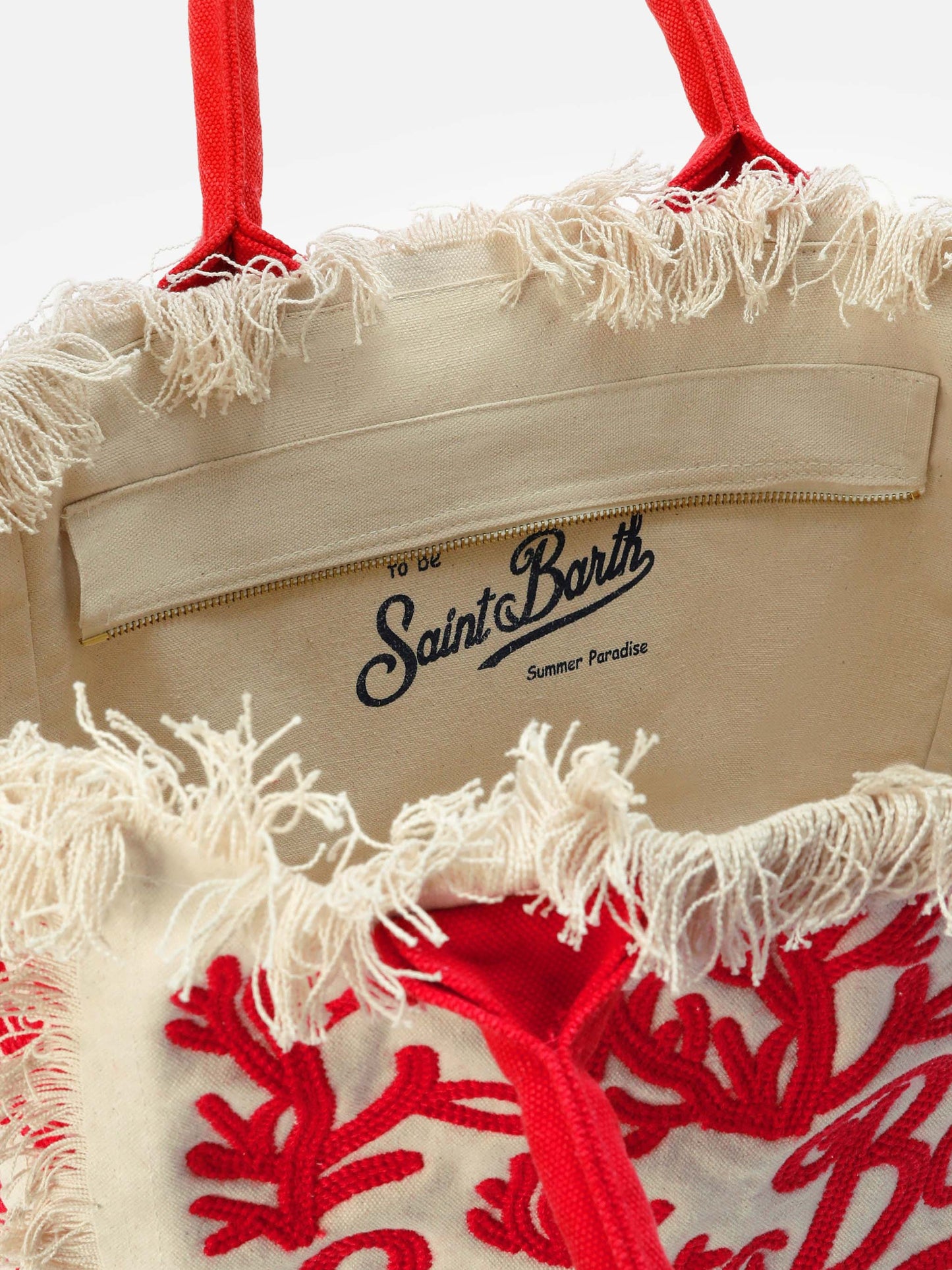 Canvas Vanity regular bag with coral tufting embroidery