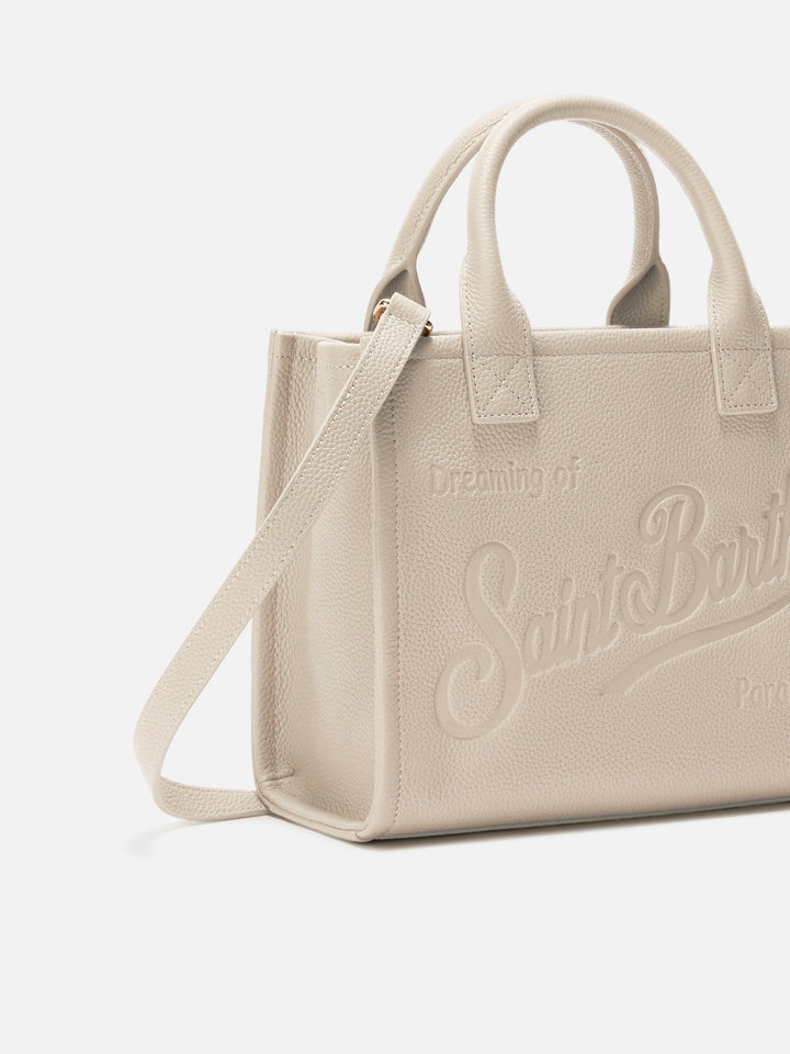 Borsa a spalla Vanity Bag Midi in pelle martellata bianca