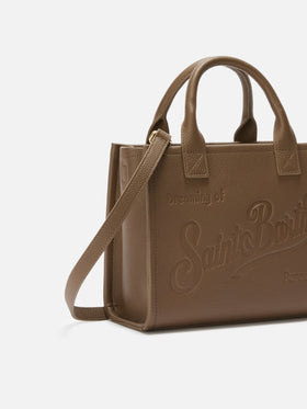 Borsa a spalla Vanity Bag Midi in pelle martellata marrone