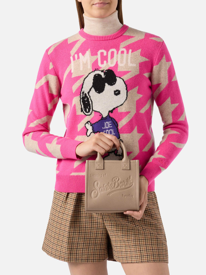 Borsa a spalla Vanity Bag Mini in pelle martellata nocciola