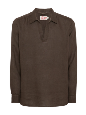 Brown linen polo shirt Ventotene - MC2 Saint Barth