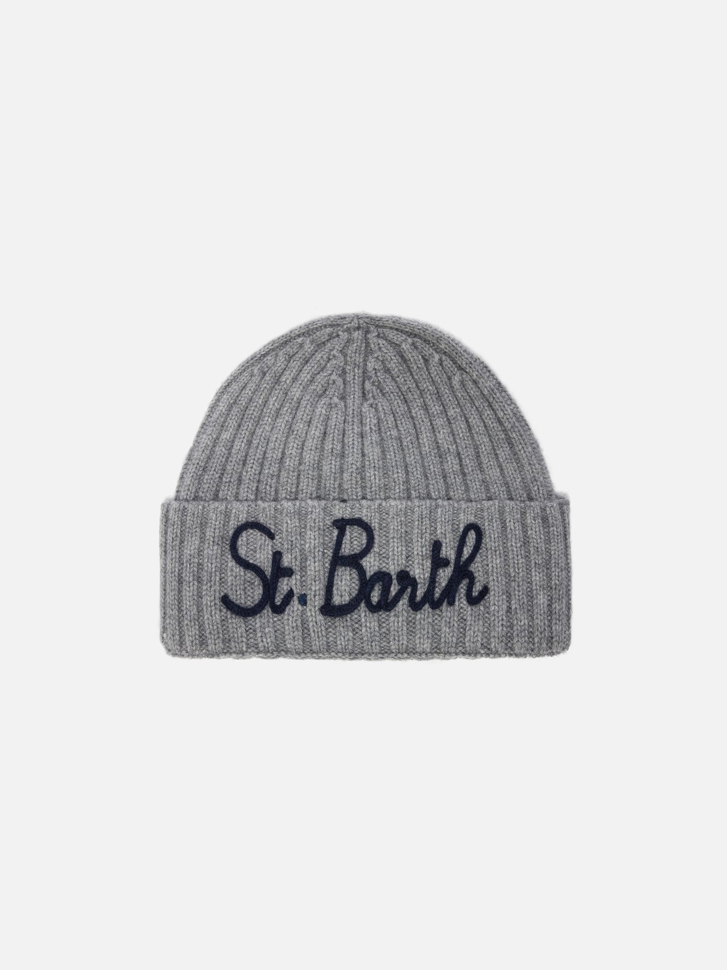 Wengen beanie in cashmere blend in grey with St. Barth embroidery