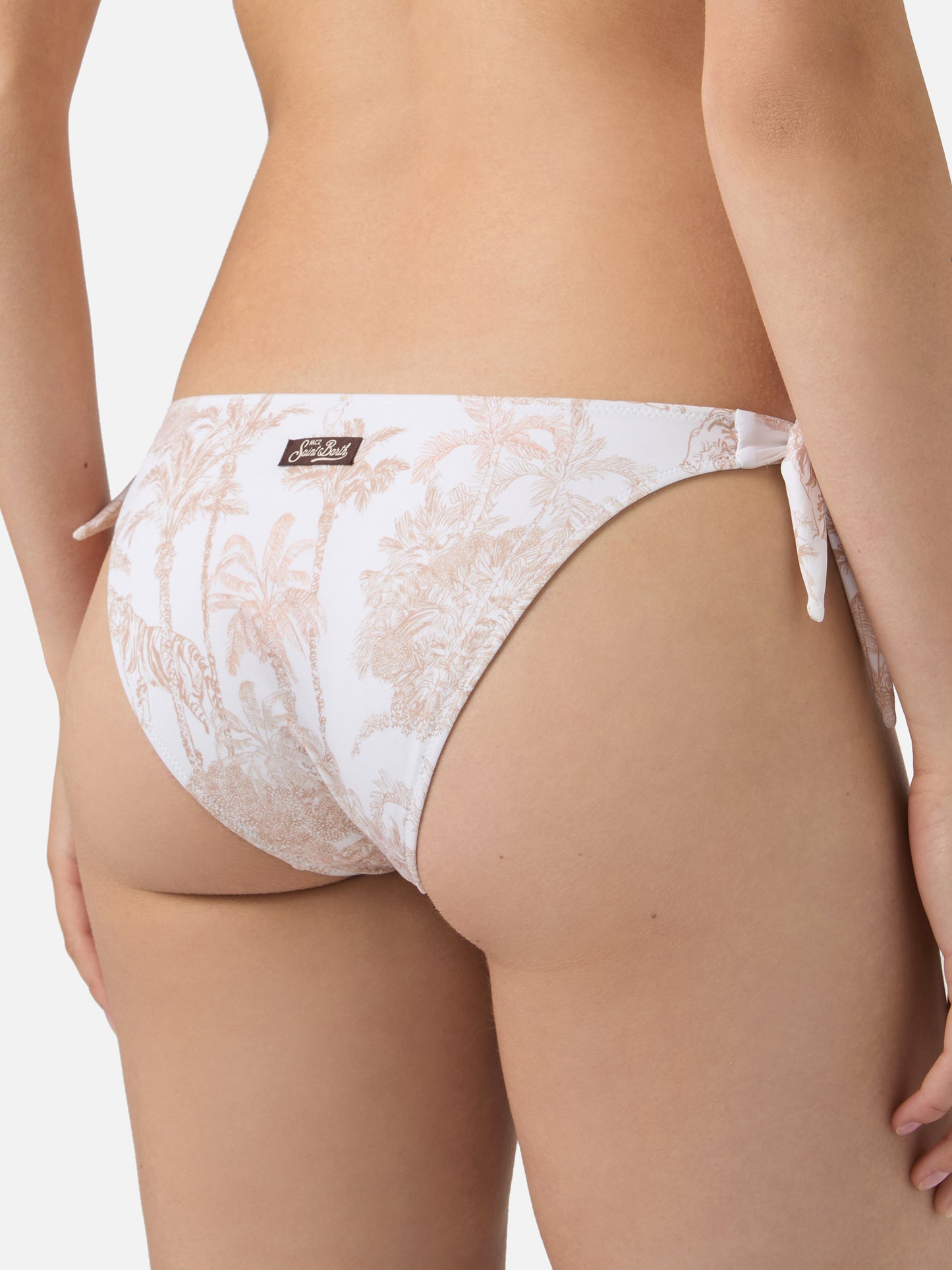 Yali classic bikini bottoms with beige toile de jouy print