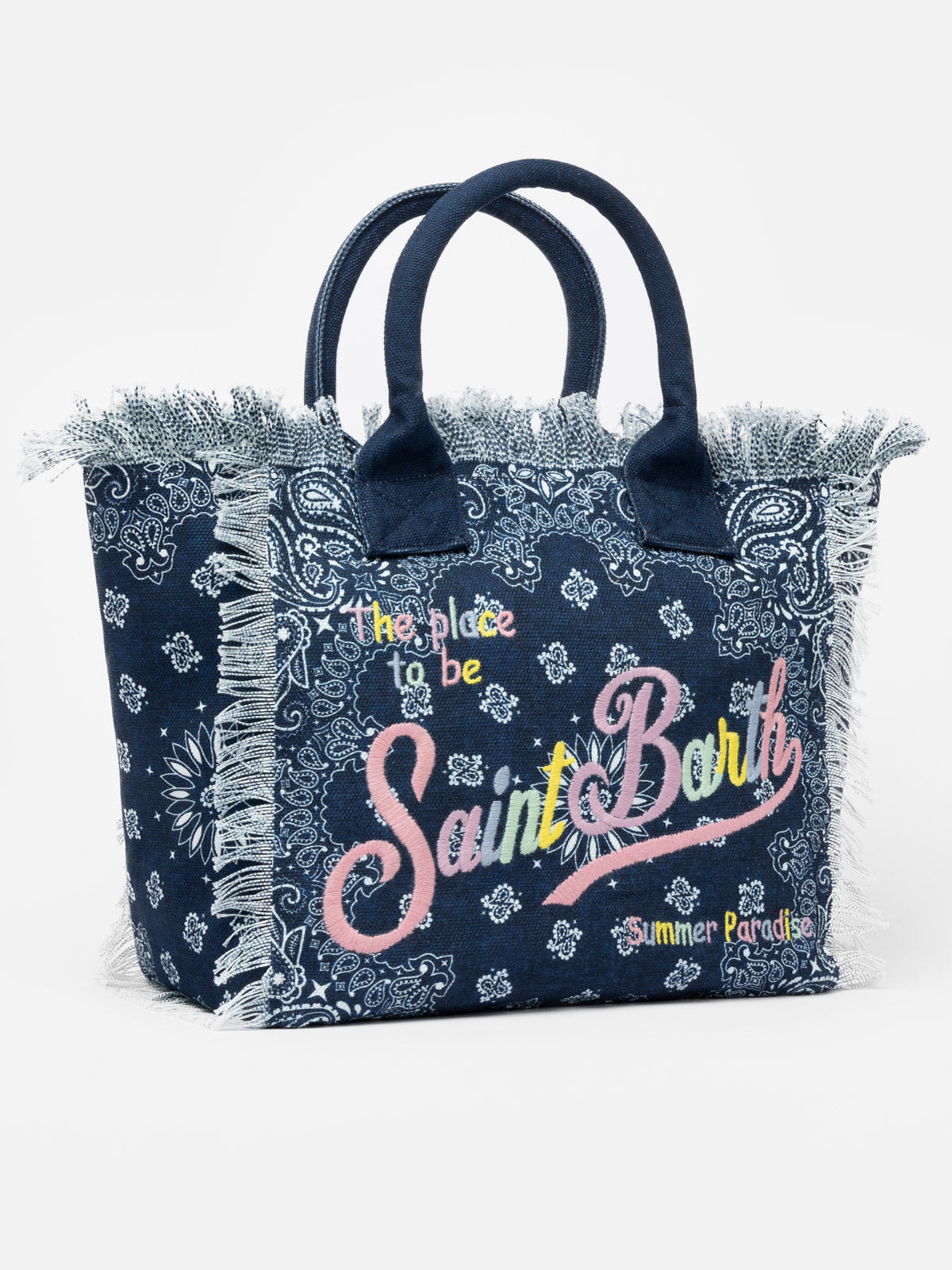 Vanity-Einkaufstasche aus Denim-Bandana-Baumwollcanvas