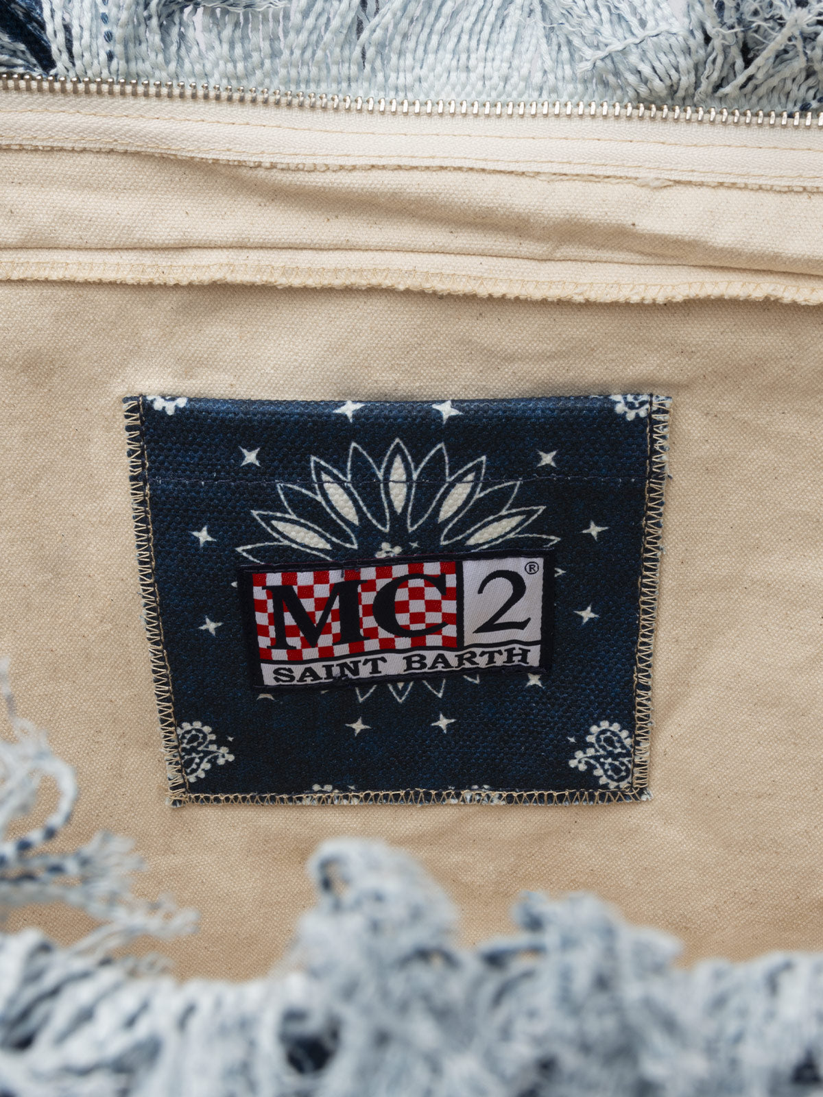 Vanity-Einkaufstasche aus Denim-Bandana-Baumwollcanvas