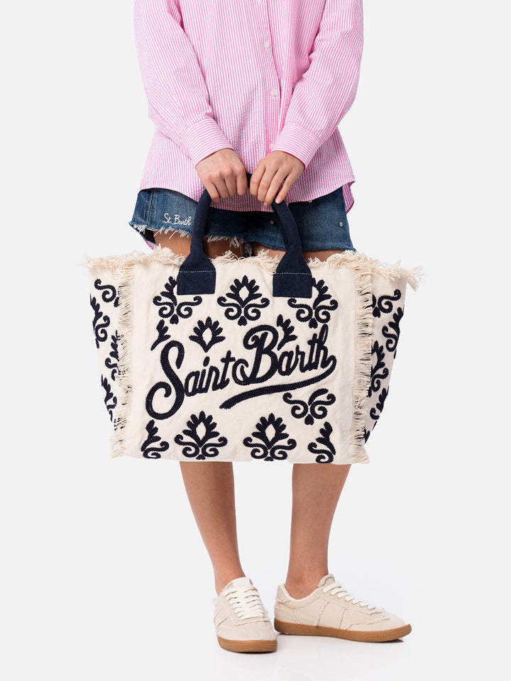 Vanity Rug white and blue cotton tote bag - MC2 Saint Barth