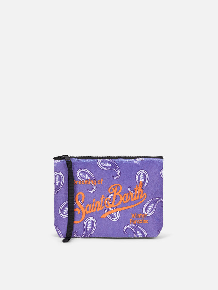 Pochette Aline con stampa paisley viola