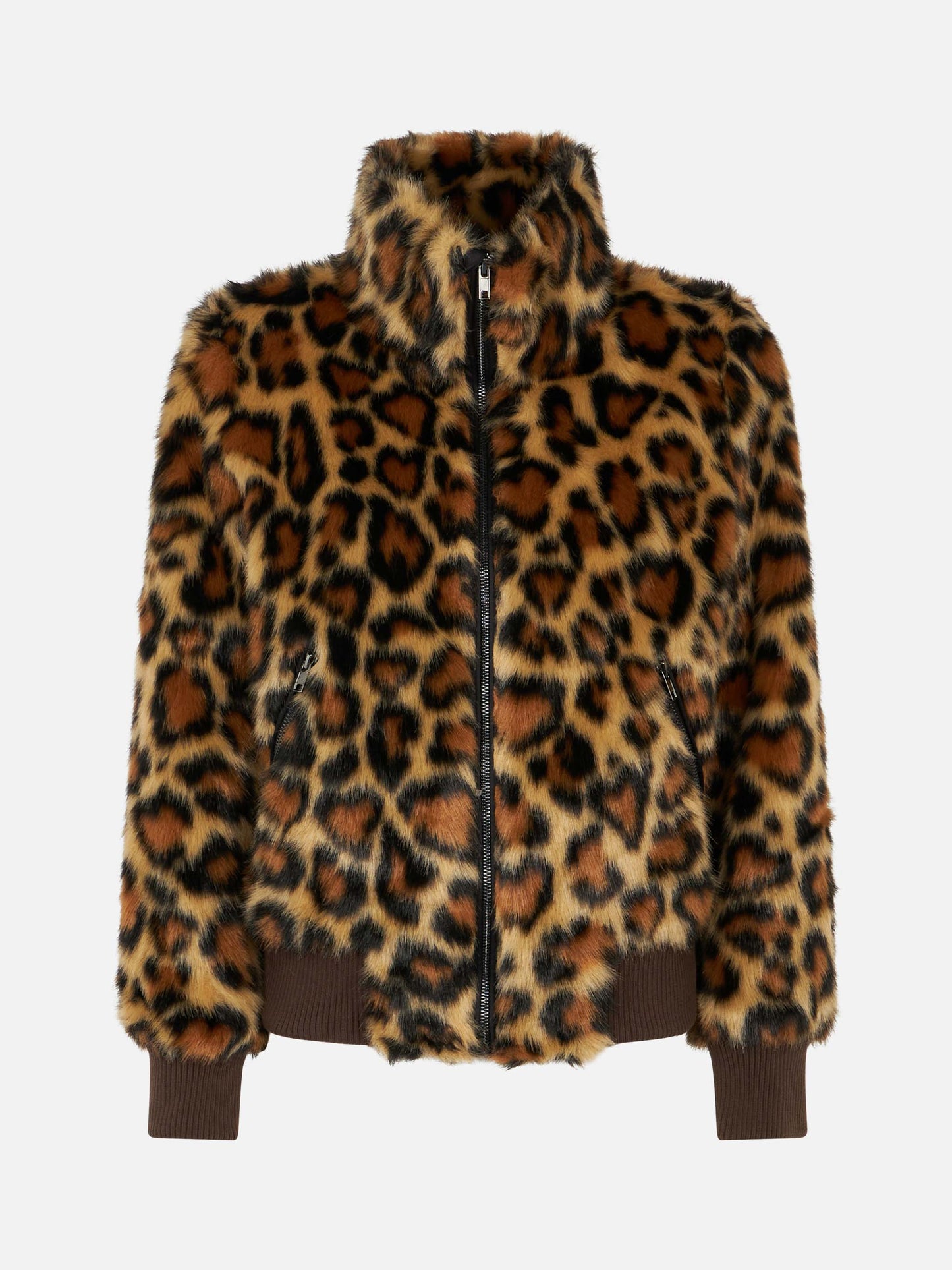 Woman furry short jacket with animalier heart print - MC2 Saint Barth