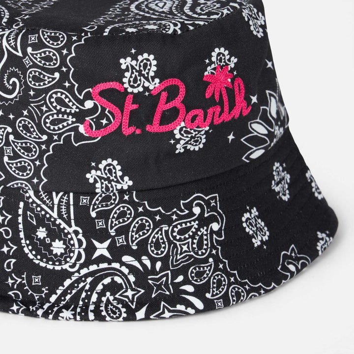Cotton bucket hat with front embroidery and bandanna pattern - MC2 Saint Barth
