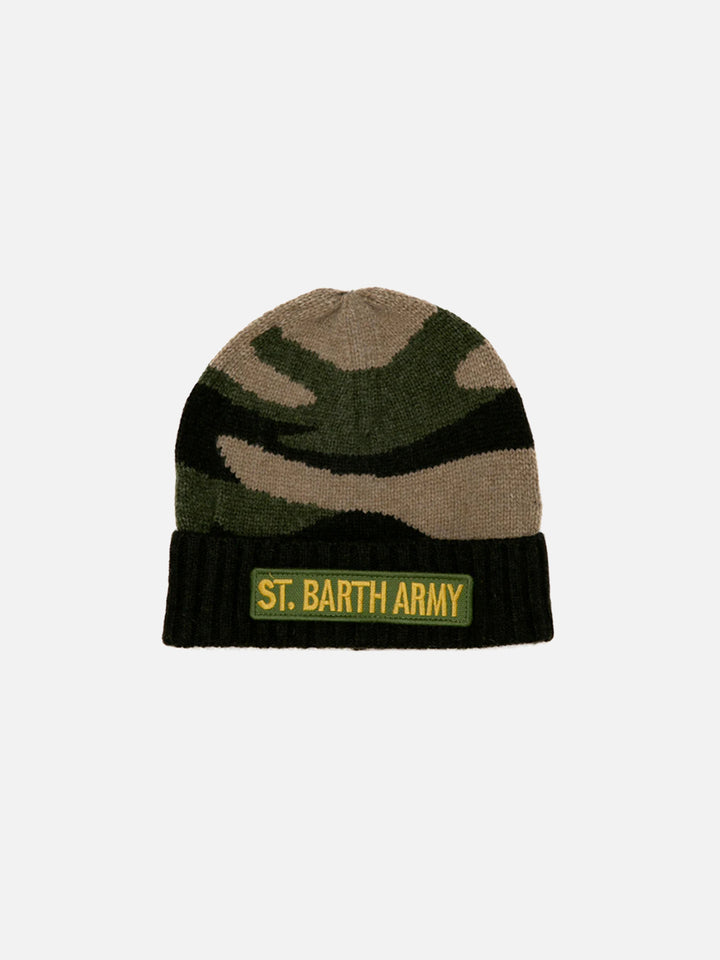 Blended cashmere hat with St. Barth Army patch - MC2 Saint Barth
