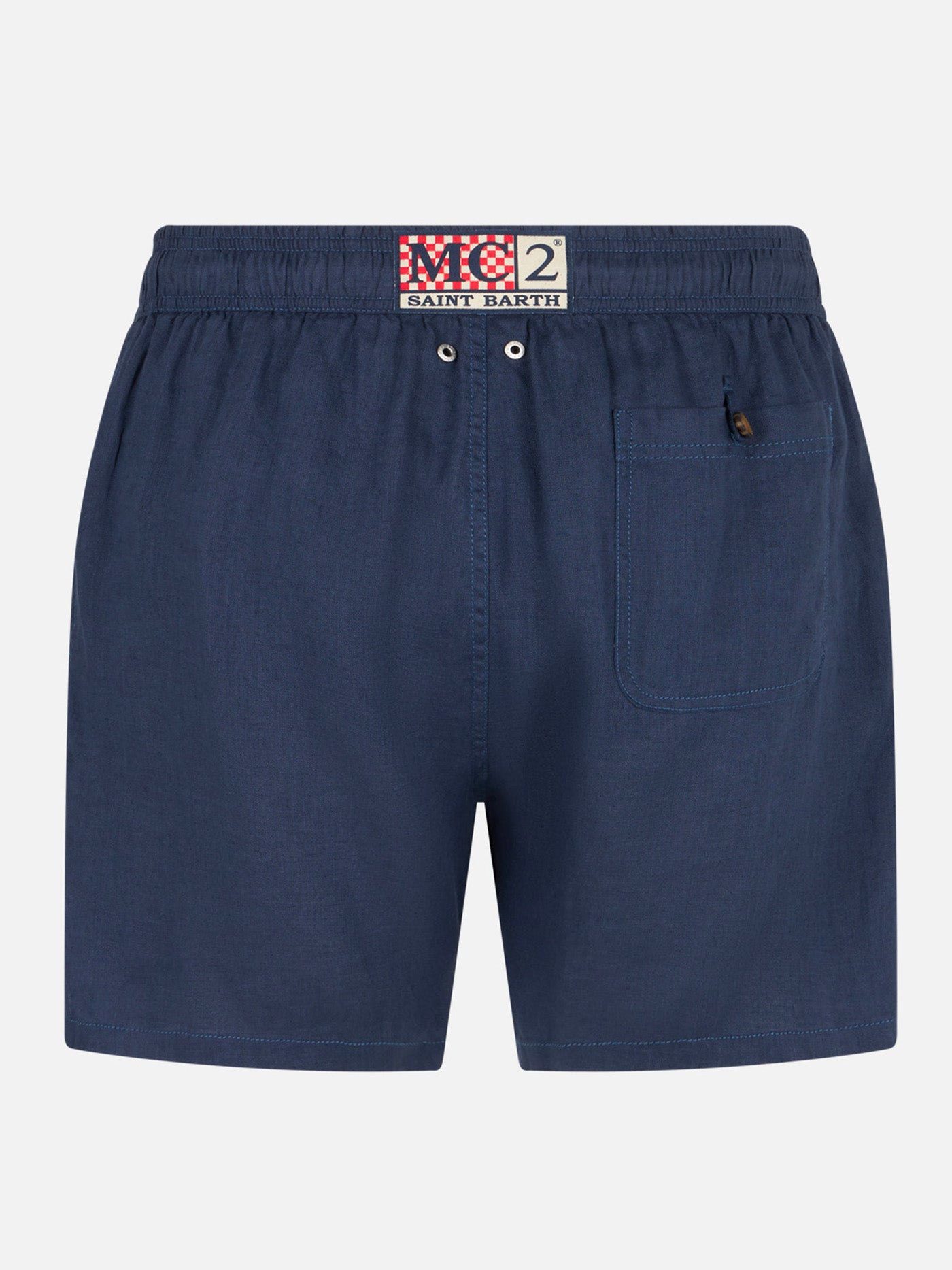 Navy blue man linen swim shorts