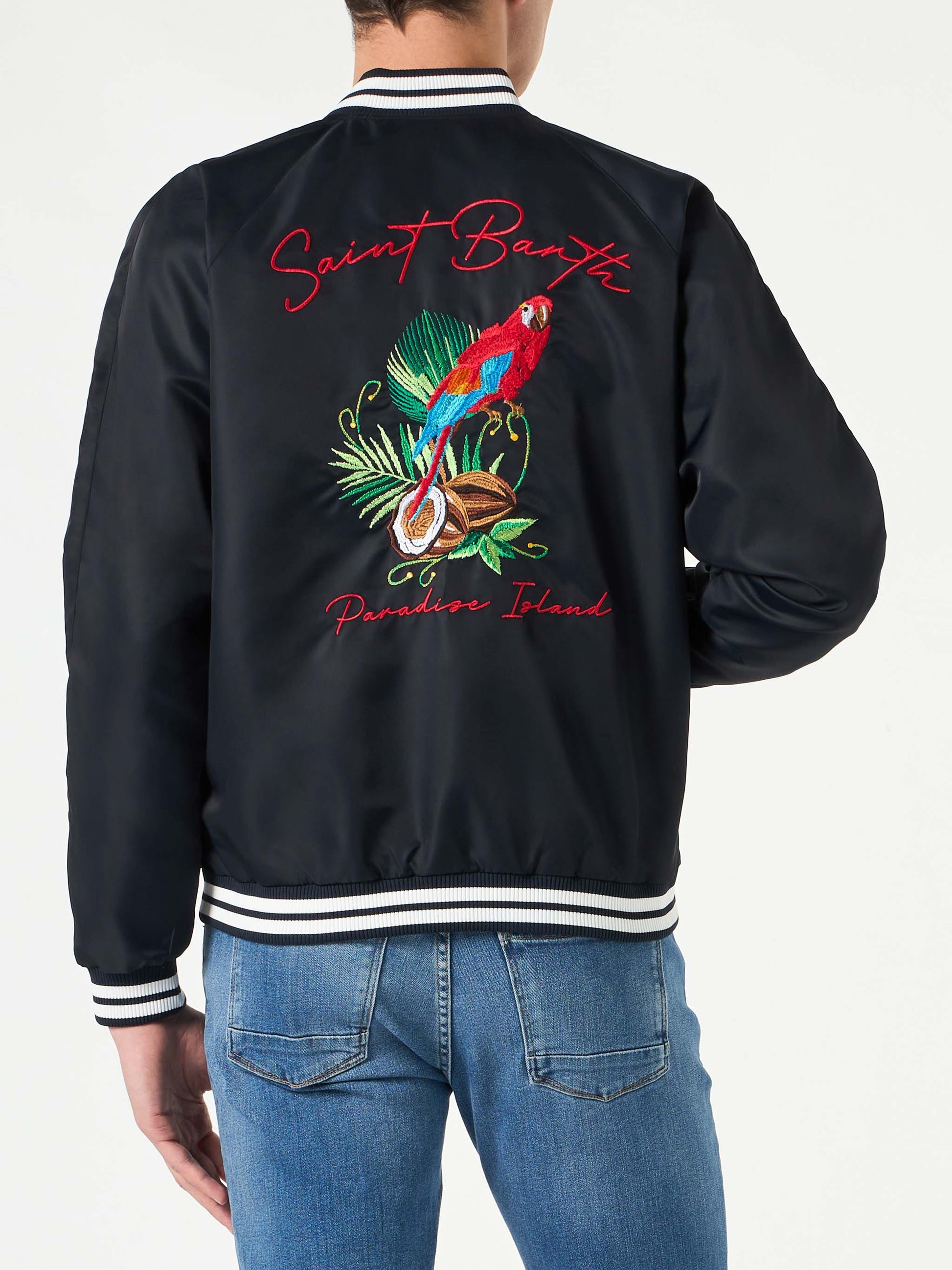 Man blue navy jacket with parrots embroidery - MC2 Saint Barth