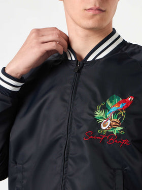 Man blue navy jacket with parrots embroidery - MC2 Saint Barth