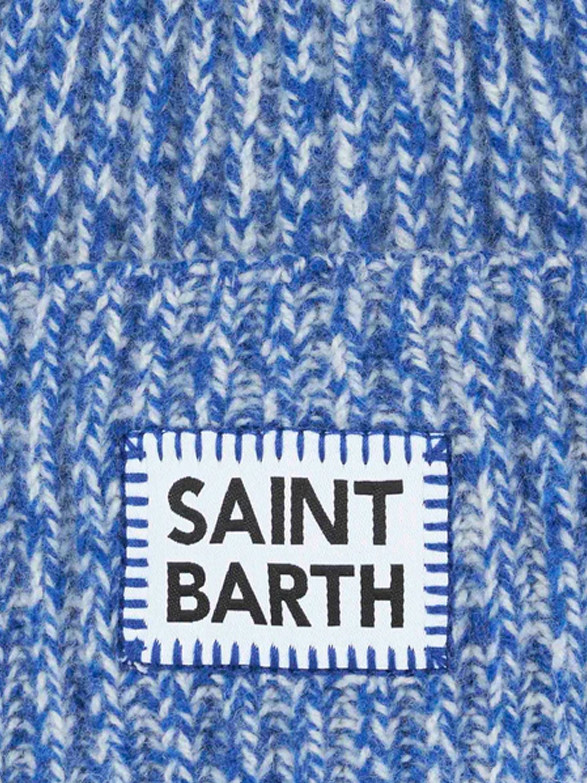 Kid white and bluette mouliné beanie with Saint Barth embroidery - MC2 Saint Barth