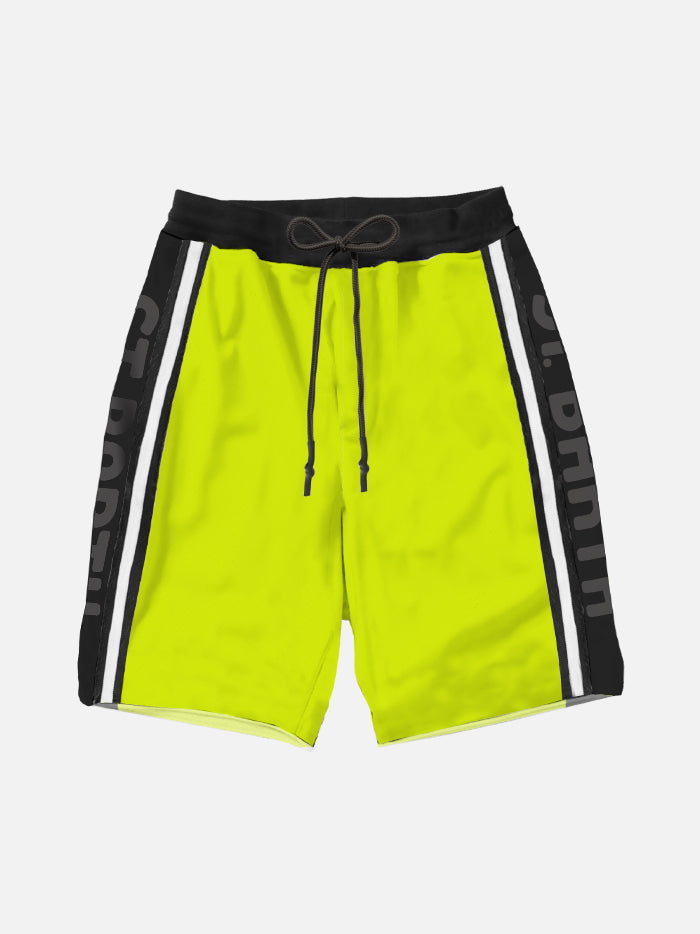 Boy yellow long swim shorts with black side bands - MC2 Saint Barth