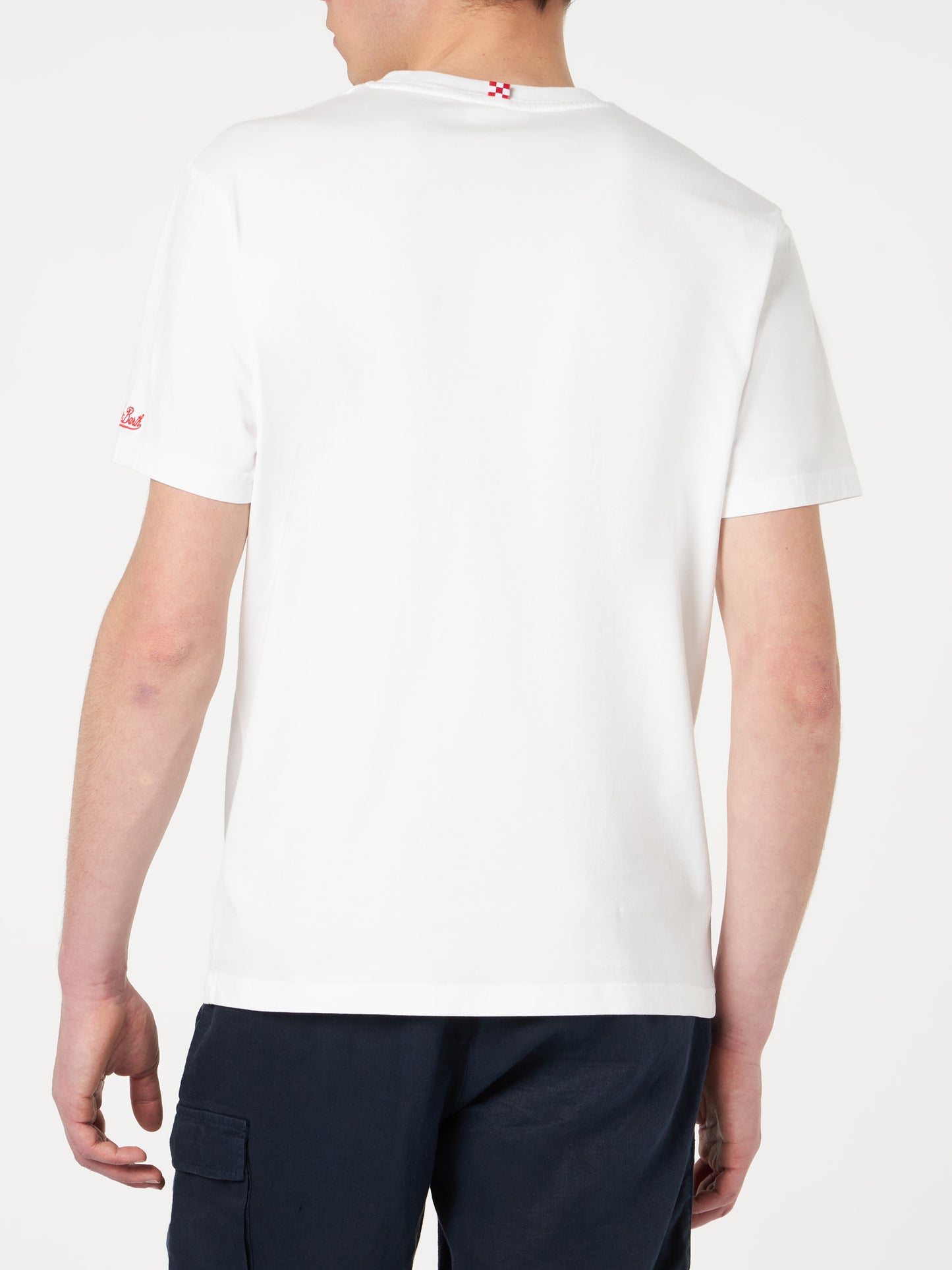 Man cotton t-shirt with Aperol Spritz front embroidery | APEROL SPECIAL EDITION - MC2 Saint Barth