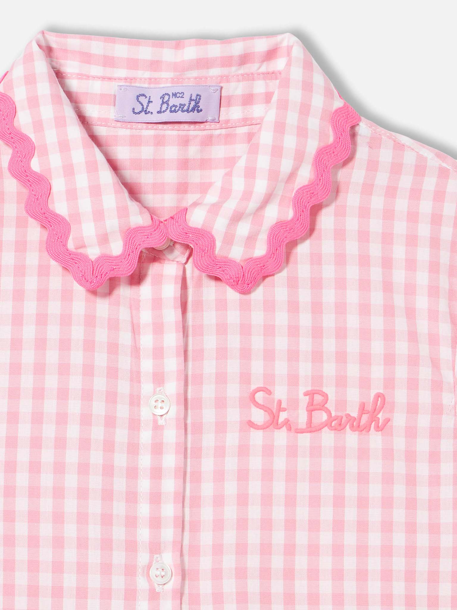 Girl dress with white and pink gingham print - MC2 Saint Barth