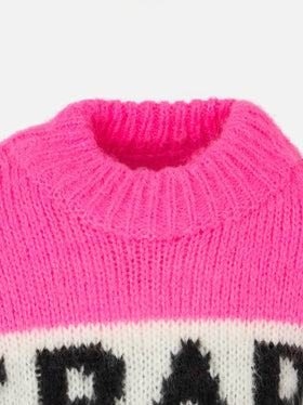 Girl boxy shape soft sweater with St. Barth jacquard - MC2 Saint Barth