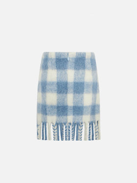 Girl fringed wooly skirt with check print - MC2 Saint Barth
