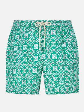 Man linen swim shorts with patterned print - MC2 Saint Barth