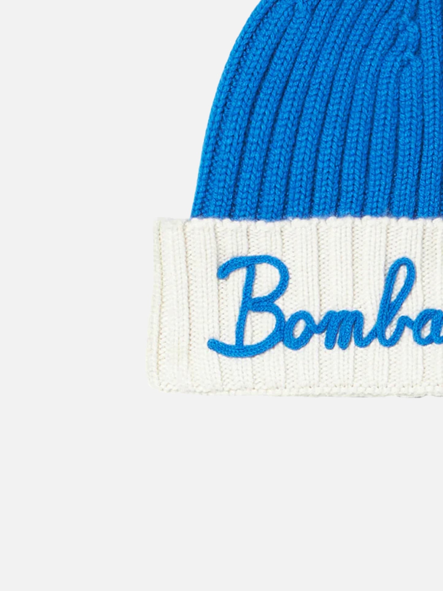 Man knit beanie with Bombardino embroidery