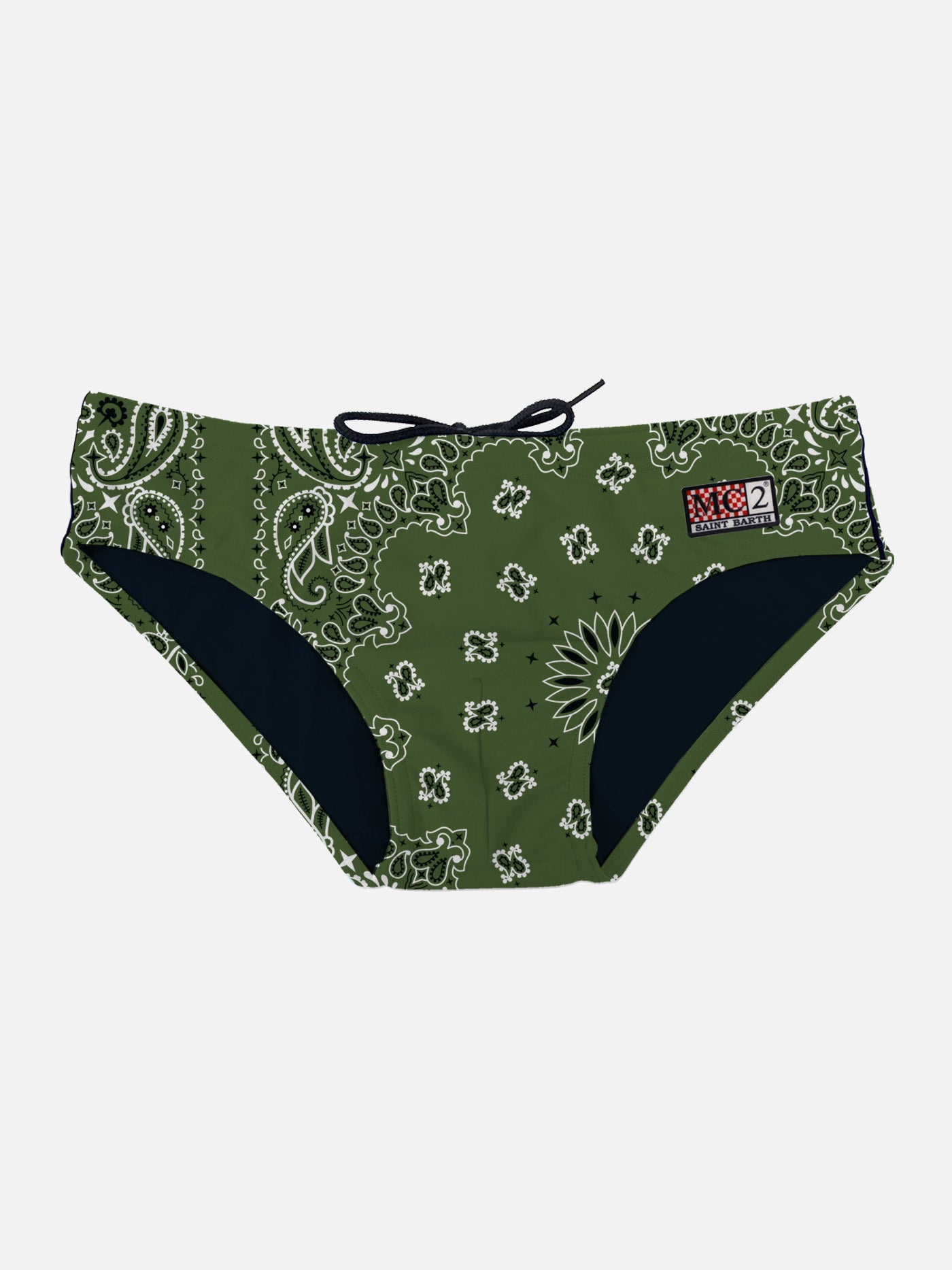 Man swim briefs with military green bandanna print - MC2 Saint Barth