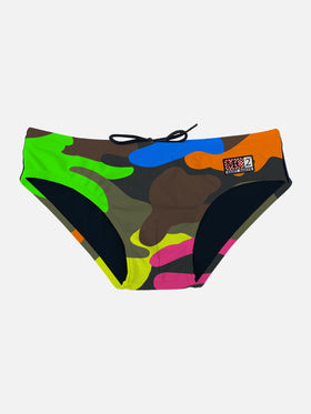 Man swim briefs with multicolor camouflage print - MC2 Saint Barth